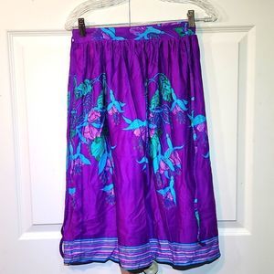 Sirena Gorgeous Vintage 70's Purple High Waisted Wrap Around Skirt Floral